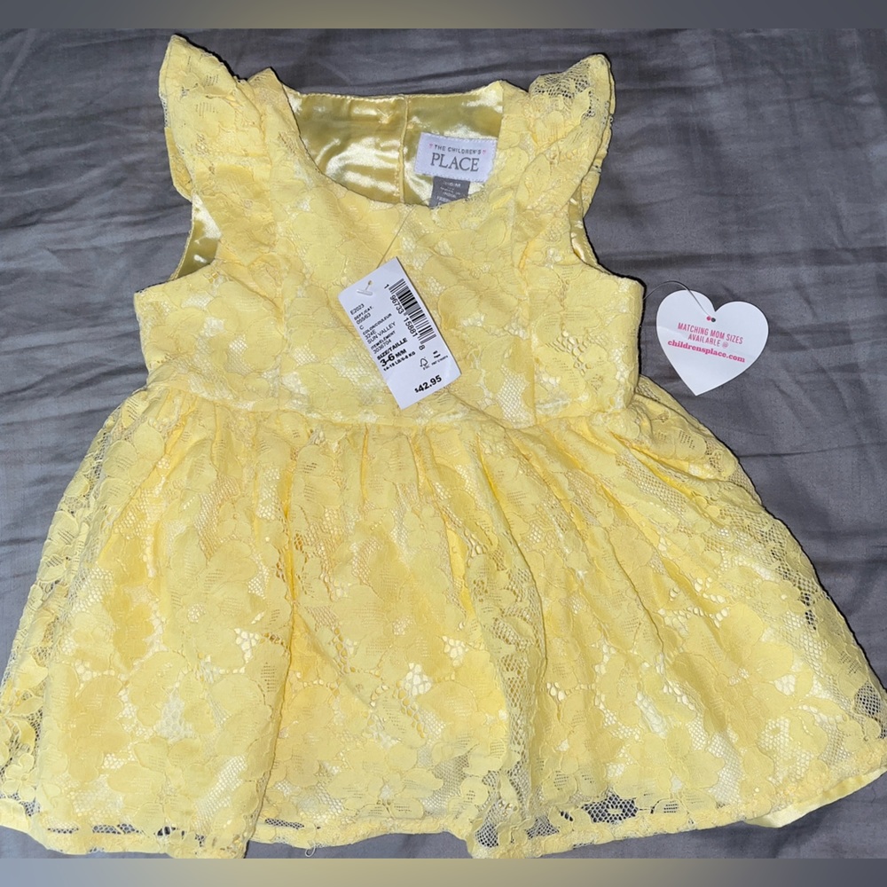 NWT CHILDREN'S PLACE BABY GIRL YELLOW DRESS WITH MATCHING BOTTOM DIAPER …